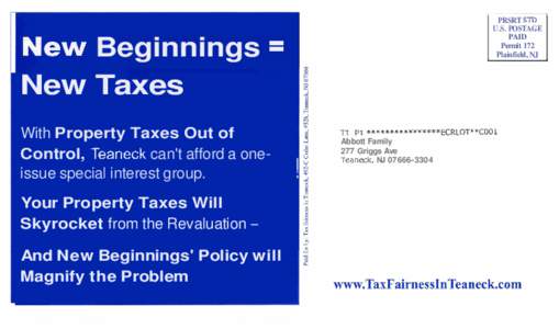 h e w Beginnings New Taxes PRSRT STD U.S. POSTAGE PAID