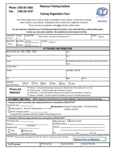 Resource Training Institute  Phone: (Fax: (Training Registration Form