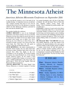 VOLUME 20, NUMBER 8 SEPTEMBERThe Minnesota Atheist