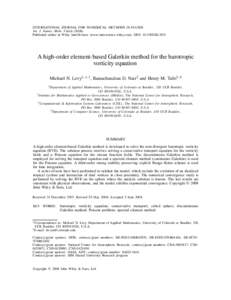 INTERNATIONAL JOURNAL FOR NUMERICAL METHODS IN FLUIDS Int. J. Numer. Meth. Fluids[removed]Published online in Wiley InterScience (www.interscience.wiley.com). DOI: [removed]fld.1874 A high-order element-based Galerkin meth