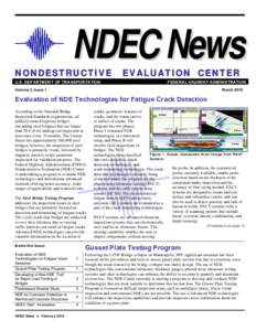 NDEC News  NONDESTRUCTIVE U.S. DEPARTMENT OF TRANSPORTATION  EVALUATION CENTER