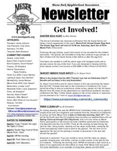 Mesta Park Neighborhood Association  Newsletter News and information for ALL residents of the Mesta Park Historic Preservation District April 2010