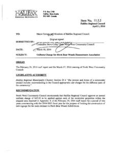 Uniform Charge for Birch Bear Woods Homeowners Association - Apr 1/14 Regional Council - HRM
