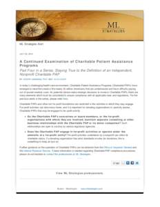 Examining Charitable Patient Assistance Programs: Part 4 | ML Strategies