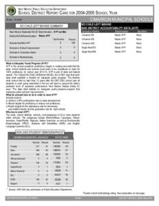 NEW MEXICO PUBLIC EDUCATION DEPARTMENT  SCHOOL DISTRICT REPORT CARD FOR[removed]SCHOOL YEAR[removed]CIMARRON MUNICIPAL SCHOOLS