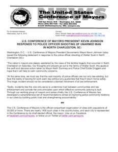 United States Conference of Mayors / North Charleston /  South Carolina / Charleston /  South Carolina / Kevin Johnson / National Basketball Association / Charleston–North Charleston–Summerville metropolitan area / South Carolina / Geography of the United States