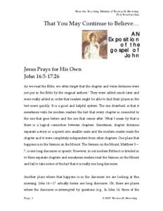 Microsoft Word - John Lesson 21Jesus Prays for His Own[removed]doc