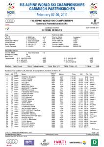 FIS ALPINE WORLD SKI CHAMPIONSHIPS Garmisch-Partenkirchen (GER) Ladies Downhill