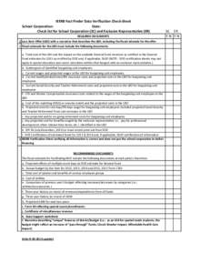 IEERB Fact Finder Data Verification Check-Sheet School Corporation: Date: Check list for School Corporation (SC) and Exclusive Representative (ER) REQUIRED DOCUMENTS 1 Last, Best Offer (LBO) with a narrative that describ