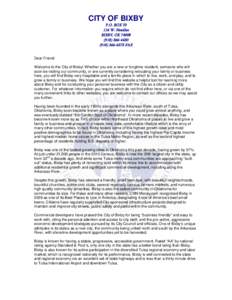 Microsoft Word - CM Welcome Letter - City of Bixby Website[removed]doc