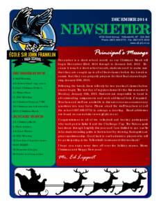 DECEMBER[removed]NEWSLETTER 4701‐52nd Avenue ‐ Yellowknife, NT ‐ X1A 2N8  Phone: (867) 669‐0773 ‐ Fax: (867) 873‐3630 