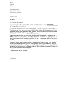 Follow up letter to the Collection Agencies