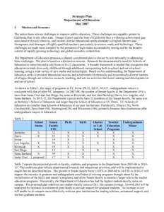 Strategic Plan Department of Education May 2007 I.  Mission and Structure