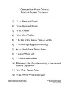 Competitive Price Criteria Market Basket Contents[removed]oz. Breakfast Cereal