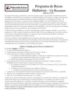 Educación Extras Públicado de Padre Educación Red Programa de Becas Hathaway—Un Resumen Septiembre del 2008