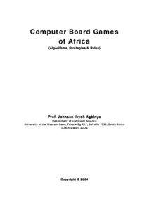 Computer Board Games of Africa (Algorithms, Strategies & Rules)