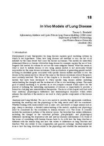 18 In Vivo Models of Lung Disease Tracey L. Bonfield