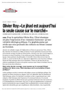 Olivier Roy:«Le jihad est aujourd’hui la seule cause sur le marché» - Libération  Accueil ›