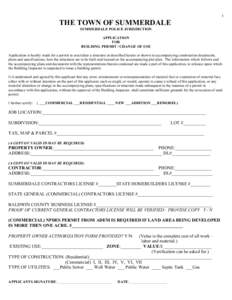 1  THE TOWN OF SUMMERDALE SUMMERDALE POLICE JURISDICTION APPLICATION FOR