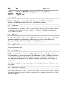 Health / Political geography / Jeux de la Francophonie / Shawn Graham / Organisation internationale de la Francophonie / Screening / Culture