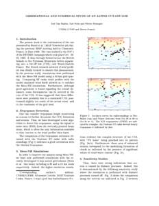 OBSERVATIONAL AND NUMERICAL STUDY OF AN ALPINE CUT-OFF LOW Joel Van Baelen, Joel Stein and Olivier Bousquet CNRM (CNRS and Meteo-France) 1. Introduction