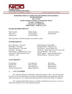 D NORTHERN INDIANA COMMUTER TRANSPORTATION DISTRICT 33 E. U.S. HIGHWAY 12  CHESTERTON, IN[removed]PHONE: [removed]  FAX: [removed]