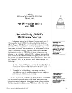 Office of LEGISLATIVE AUDITOR GENERAL State of Utah REPORT NUMBER[removed]July 2011