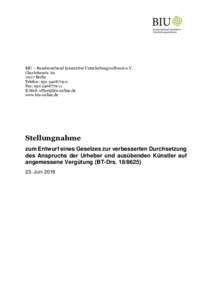 BIU – Bundesverband Interaktive Unterhaltungssoftware e. V. CharlottenstrBerlin Telefon: Fax: E-Mail: 