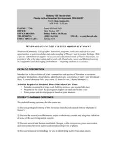 Microsoft Word - S14Bot130PlantsHawaiianEnvironmentSyllabusWCC.doc