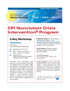 BEHAVIOR STRAND  NCI • ABA • BICM CPI Nonviolent Crisis Intervention® Program