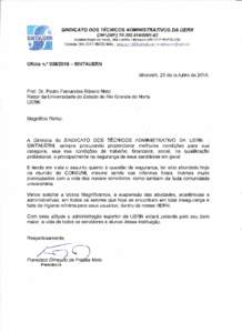 SINDICATO DOS TÉCNICOS ADMINISTRA TIVOS DA UERN  SINTAUERN CNPJ(MF-83 RuaMachado de Assis, 344 Centro I Mossoró-RN CEP