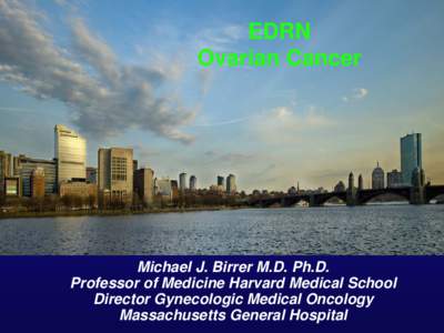 EDRN Ovarian Cancer Michael J. Birrer M.D. Ph.D. Professor of Medicine Harvard Medical School Director Gynecologic Medical Oncology