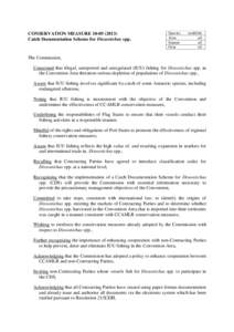 CONSERVATION MEASURE[removed]Catch Documentation Scheme for Dissostichus spp. Species Area Season