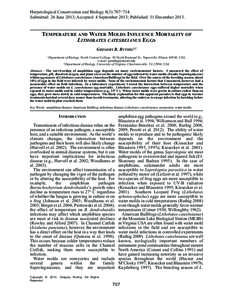 Herpetological Conservation and Biology 8(3):707−714. Submitted: 26 June 2013; Accepted: