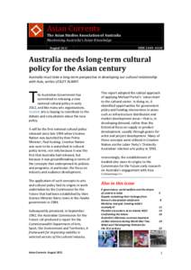 Asian Currents  The Asian Studies Association of Australia Maximising Australia’s Asian Knowledge August 2011