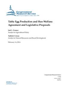 Table Egg Production and Hen Welfare: Agreement and Legislative Proposals