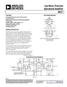 OP27 Low Noise, Precision Operational Amplifier Data Sheet (Rev. E)