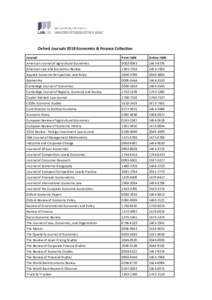 Oxford Journals 2018 Economics & Finance Collection Journal Print ISSN  Online ISSN