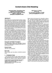 Content-Aware Click Modeling Hongning Wang, ChengXiang Zhai Anlei Dong, Yi Chang  Department of Computer Science