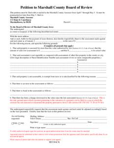 2014 Petition to Marshall County Board of Review