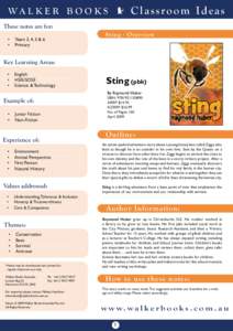 WA L K E R B O O K S E  Classroom Ideas These notes are for: Sting - Over view