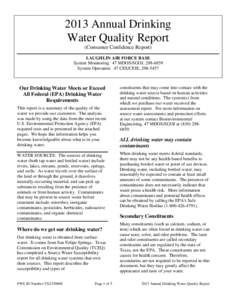 2013 Annual Drinking Water Quality Report (Consumer Confidence Report) LAUGHLIN AIR FORCE BASE System Monitoring: 47 MDOS/SGOJ, [removed]System Operation: 47 CES/CEIE, [removed]