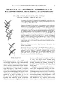 Newson et al.: SUB-SPECIFIC DIFFERENTIATION OF GREAT CORMORANTS  3 SUB-SPECIFIC DIFFERENTIATION AND DISTRIBUTION OF GREAT CORMORANTS PHALACROCORAX CARBO IN EUROPE