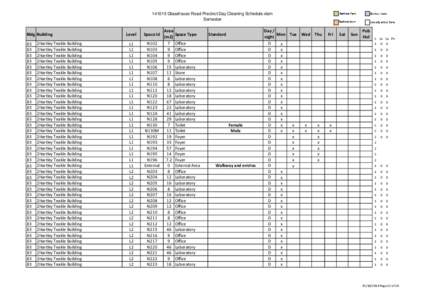 [removed]Glasshouse Road Precinct Day Cleaning Schedule.xlsm Semester Bldg Building 83 83