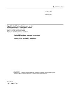 E/CONF.94/CRP[removed]May 2002 English only Eighth United Nations Conference on the Standardization of Geographical Names