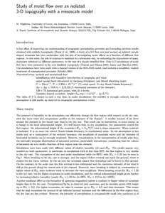 Study of moist 
ow over an isolated 3-D topography with a mesoscale model M. Miglietta, University of Lecce, via Arnesano, ILecce, Italy, Italian Air Force Meteorological Service, Lecce Airport, ILecce, Ita