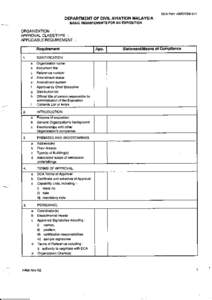 DCA Form AWD/C&M 011  DEPARTMENT OF CIVIL AVIATION MAIAYSIA BASIC REOUIREMENTS FOR AN EXPOSITION  ORGANIZATION