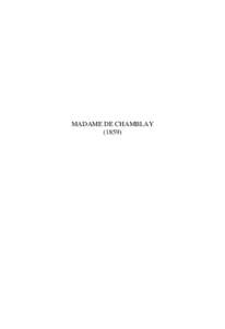 MADAME DE CHAMBLAY (1859) ALEXANDRE DUMAS  Madame de Chamblay