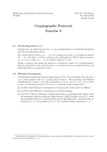 Cryptography / Public-key cryptography / Commitment scheme / ElGamal encryption / DiffieHellman key exchange / Elgamal / Homomorphic encryption