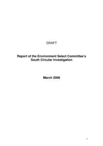 Report of the Environment Select Committee’s South Circular Investigation